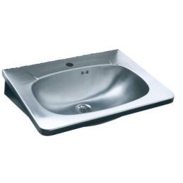 Roostevabast terasest valamu, mõõtmed 595x445 mm, ümarad nurgad ja keskel asuv äravool.