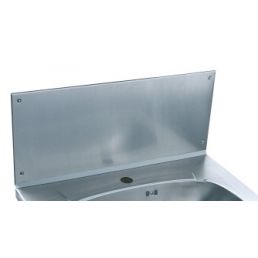 Grå stänkskydd i rostfritt stål för diskho, storlek 554x197 mm.