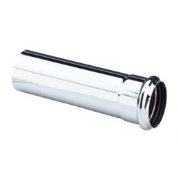 Kroomitud messingist kanalisatsioonitoru koos muhviga, diameeter 32 mm, pikkus 125 mm.