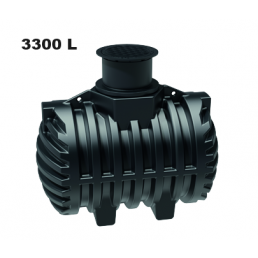Musta, muovinen 3300 litran maanpäällinen säiliö Garden Basic, aaltoilevilla sivuilla.