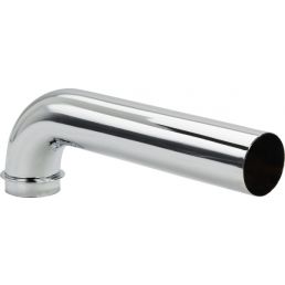 Chrome-plated brass drain elbow with flange, 32 mm in diameter and 300 mm in length.