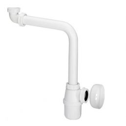 Vit plast vaskavlopp med förskjutet rör, 1¼ x 32 mm.