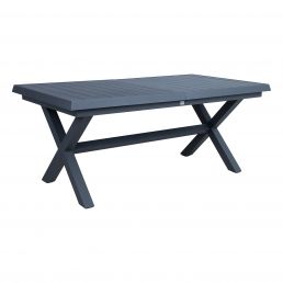 Mörkgrått COLUMBUS-bord, dimensioner 183/243x100xH76 cm, med korsade ben.