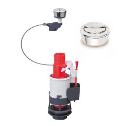 Dual cable-operated toilet flush button, water-saving and 100% adaptable.