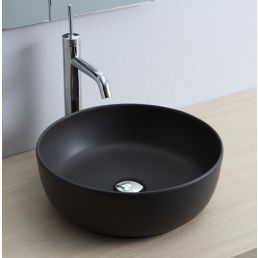 Musta pyöreä päälle asennettava pesuallas, halkaisija 390 mm, ardesia pinnoite.