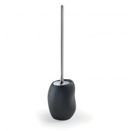 Black Iside toilet brush with a straight, long metal handle and a round base.