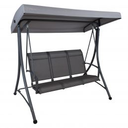 Gray TAMPA swing with a metal frame, two seating spots, and gray padded seats.