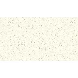 Valkoinen PVC-lattia, jossa on grafiitinharmaa ja musta terrazzo-efekti, pituus 2 metriä.