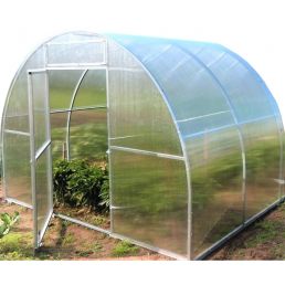 Växthus Easy Up Polar 4mm, bredd 3m, längd 3-6m, bågformad design och transparent täckmaterial.