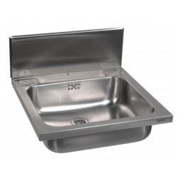 Roostevabast terasest seinakinnitusega kasutuvalamu Keitele, mõõtmetega 505x490 mm, sisaldab sifooni ja kinnitusvahendeid.