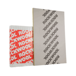 Valge ja punasega kaetud Tulekaitseplaat, tekstiga 'ROCKWOOL', mõõdud 30x1200x1800 mm.