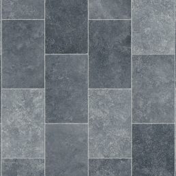 Hopeanvärinen PVC-tekstiililattiamateriaali, kuviollinen, leveydeltään 4 m, tuotekoodi KL21.