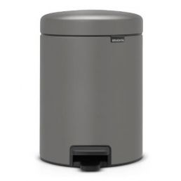 NewIcon 5 litran roskakori, väriltään mineraalinen betoninharmaa, poljinmekanismilla.
