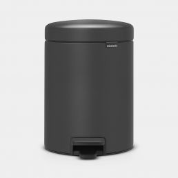 NewIcon 5 litran jäteastia polkimella, mineraalinen ääretön harmaa väri.