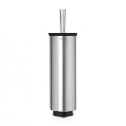 Matte stainless steel toilet brush set, includes a brush and a holder for long bristles.