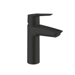 Matte black Start M basin faucet with a push-open mechanism.
