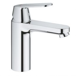 Chrome Eurosmart Cosmo M basin mixer with sliding opening, minimalist design.