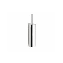Chrome wall-mounted toilet brush with a silver finish and minimalist design.