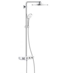 Chrome-finished SmartControl Euphoria Duo 310 shower system with an integrated thermostat, adjustable hand shower, and large overhead shower.