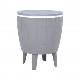 Harmaa muovinen baarisetti Nova 3 in 1. Pyöreä, yläosasta levenevä nelijalkainen malli. Teksturoitu pinta.