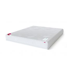 Valge vedrumadrats punaste detailidega, laiusega 80-180 cm.