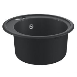 Pyöreä musta graniittinen keittiöallas, halkaisijaltaan 510 mm, yksi allas.