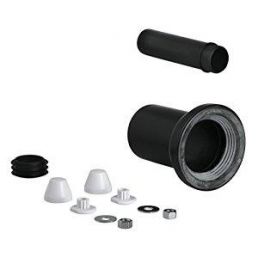 Black plastic pipe connection kit DN90, includes pipes and mounting accessories.