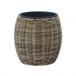 Grön och ljusbrun rotting blomkruka, måtten är 20x20 cm.