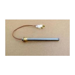 250W old model bimetallic heating element, silver tube with copper wiring and gold-colored ends.