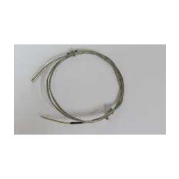 Silver metal temperature sensor wire, with a round and flexible design.