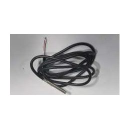 A flexible black cable with a silver device at the end, used for measuring temperature.