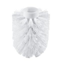 White toilet brush head with dense bristles for thorough cleaning.