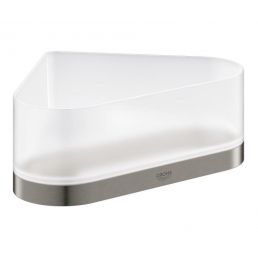 Hörnhylla med fäste, borstad hård grafitfinish, vit, minimalistisk design.