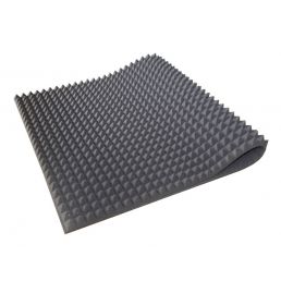 Black pyramid-shaped acoustic foam panel, size 100x200x4.5 cm.