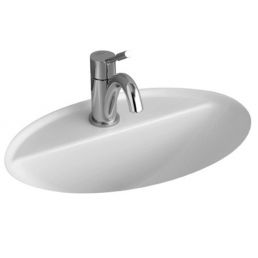 Loop & Friends altaan alle asennettava pesuallas, koko 560x370 mm, valkoinen, modernilla metallihanalla.