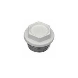 White polypropylene locking nut with a hexagonal head and a threaded connection.