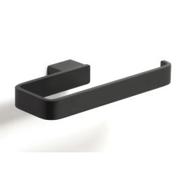 Black Lounge towel ring featuring a minimalist design with modern straight lines.