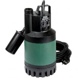 Pieni vihreä uppopumppu Nova UP 300 M-A uimurikytkimellä, teho 0,38 kW, jännite 230V, taajuus 50Hz.