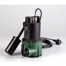 Vihreä ja musta uppopumppu kellukkeella, malli NOVA 180 M-A-SV, teho 0,2 KW, 230 V, 50 Hz.