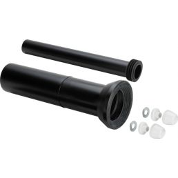 Black plastic connection tubes and white seals, size DN 90 x 400.