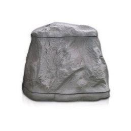 Gray, stone-patterned compost bin, designed for composting garden waste, with a capacity of 450 liters.