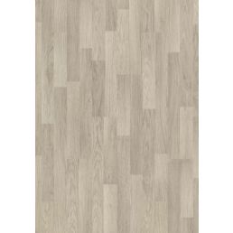 Krono Premium 7 2-l Tamm Bone Manor laminaatti, vaaleanharmaa väri ja eri pituisista laudoista muodostuva kuvio.