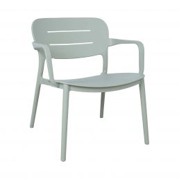 Tuoli MANGO, koko 64x66xH75,5 cm, vihreänharmaa väri, moderni muotoilu käsinojilla.