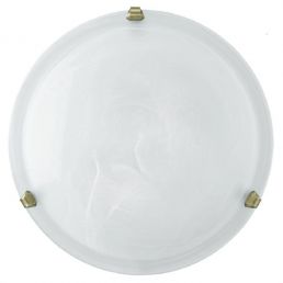 Valge klaasist laelamp Salome, pronkskinnitustega, sobib 2x60W E27 pirnidele.