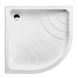 Valge akrüülist dušialus Hawaii P, mõõtmetega 900x900 mm, kõrgusega 170 mm ja raadiusega 550, dekoratiivsete lehemustritega põhjas.