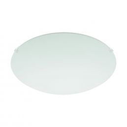 Ümmargune mattvalge klaasist plafoon läbimõõduga 29 cm. Sobib kasutamiseks E27 sokli lambipirniga.