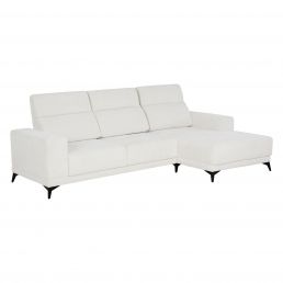 Ljusbeige hörnsoffa DARLA PN med en modern design och smala svarta ben.