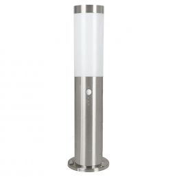Outdoor light made of stainless steel with white glass, 450 mm in height, equipped with a motion sensor.