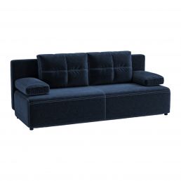 Tummansininen MUNICH-vuodesohva säilytystilalla, moderni muotoilu, säädettävä sivutuki.