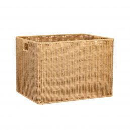 BASILE basket, with dimensions 37x31x28 cm, made of light brown woven material, rectangular in shape.
